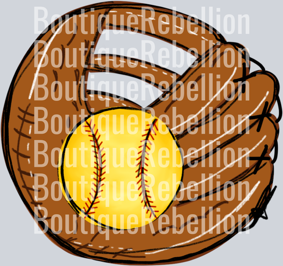 Softball Glove Single DTF Image