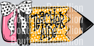 School Pencil Doodle Teacher Aide Single DTF Transfer
