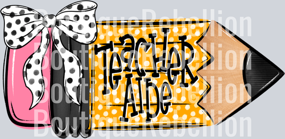 School Pencil Doodle Teacher Aide Single DTF Transfer