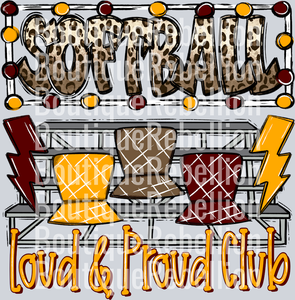 Loud Proud Softball Club Maroon Gold Single DTF Image