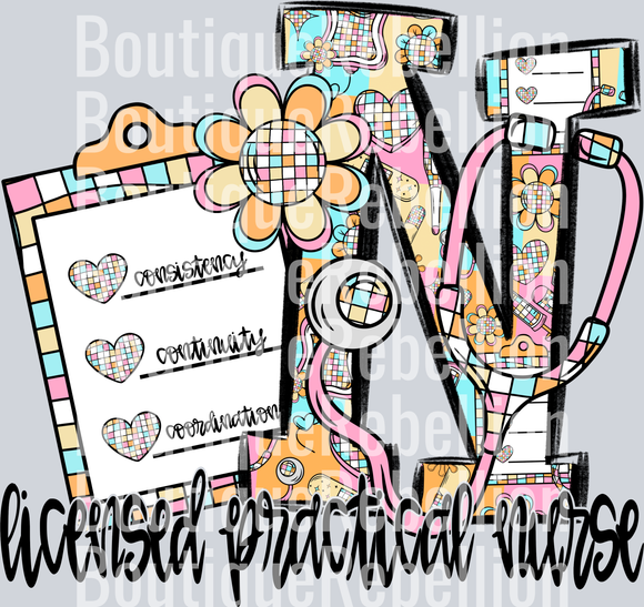 Licensed Practical Nurse LPN  Single DTF Transfer