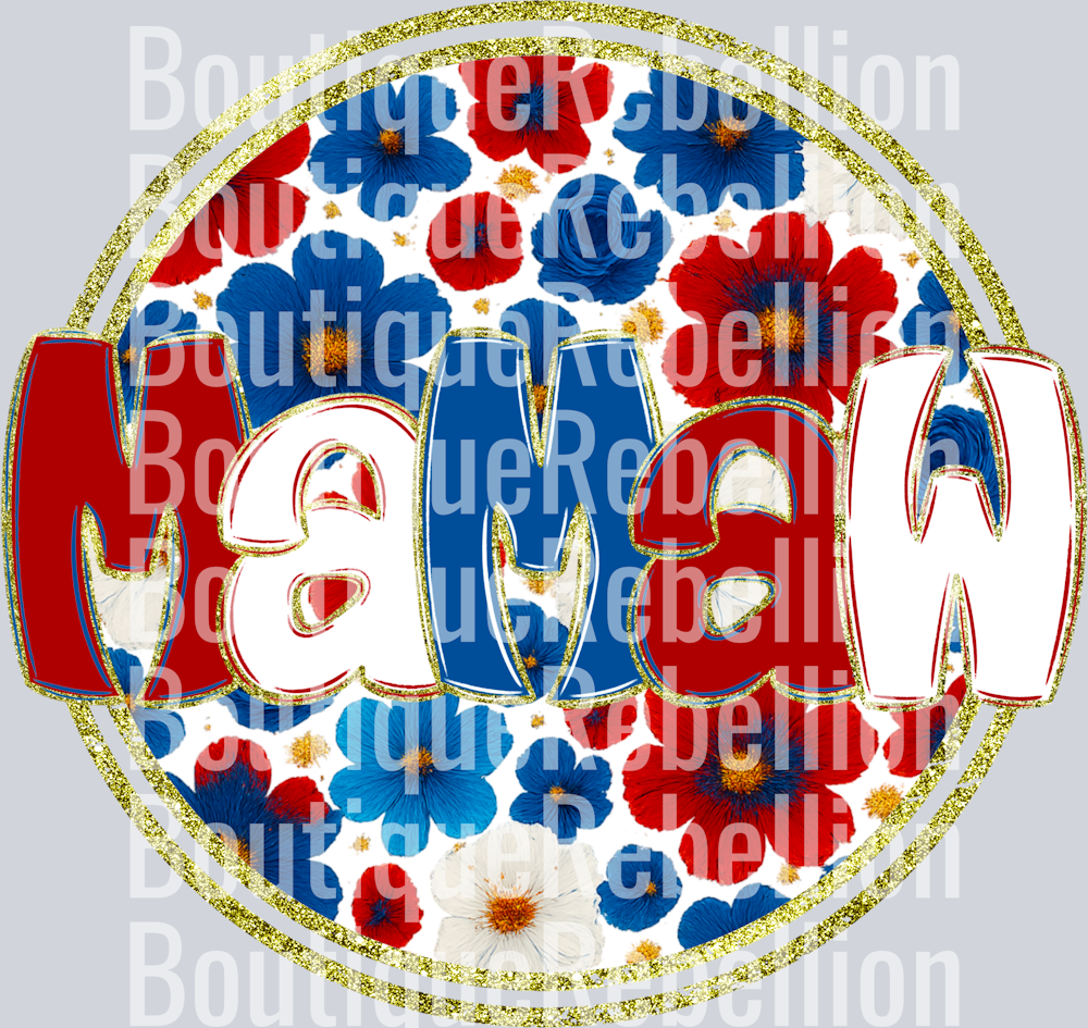 Mamaw Red White & Blue Floral Single DTF Transfer