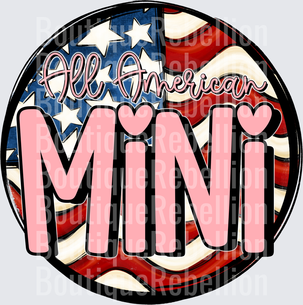 All American Mini Patriotic Flag Circle Design Single DTF Transfer