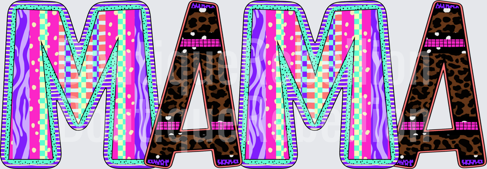 Colorful Patterned MAMA Single DTF Transfer