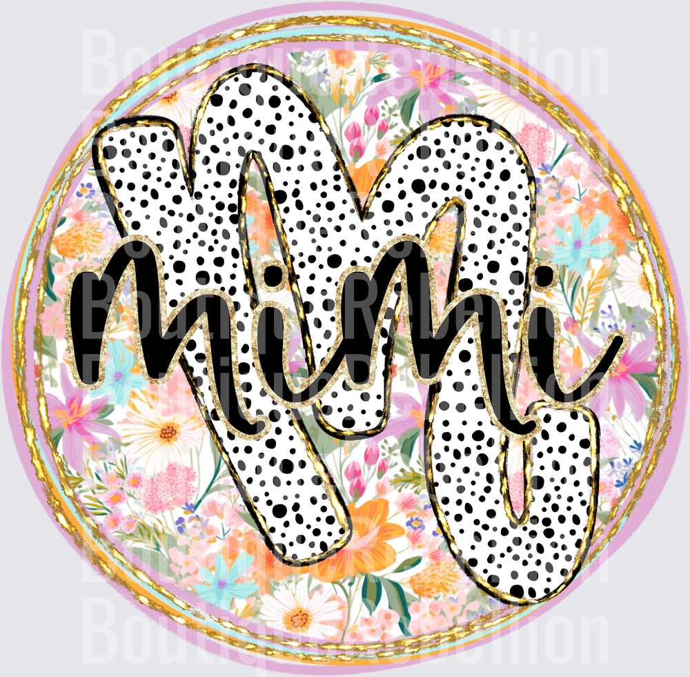 Mimi Polka Dots and Paint Stroke Background Single DTF Transfer