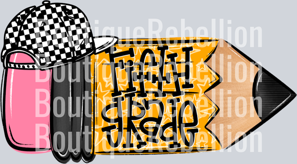 School Pencil Doodle Boy Fifth Grade Single DTF Transfer