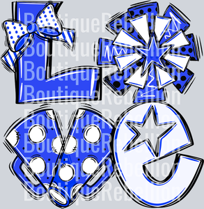 Love Cheer Black Blue White Single DTF Transfer