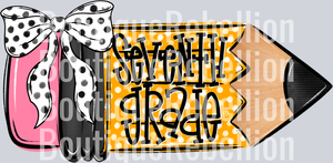 School Pencil Doodle Girl Seventh Grade  Single DTF Transfer