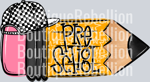 School Pencil Doodle Boy Preschool Single DTF Transfer