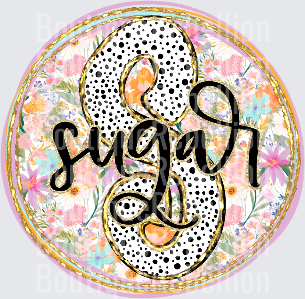 Sugar Script Polka Dots and Paint Stroke Background Single DTF Transfer