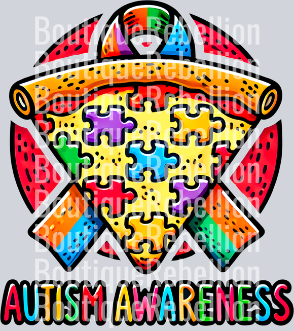 Pizza Autism Awareness Single DTF Transfer
