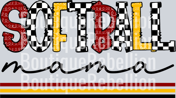 Softball Mama-Maroon Gold Single DTF Image