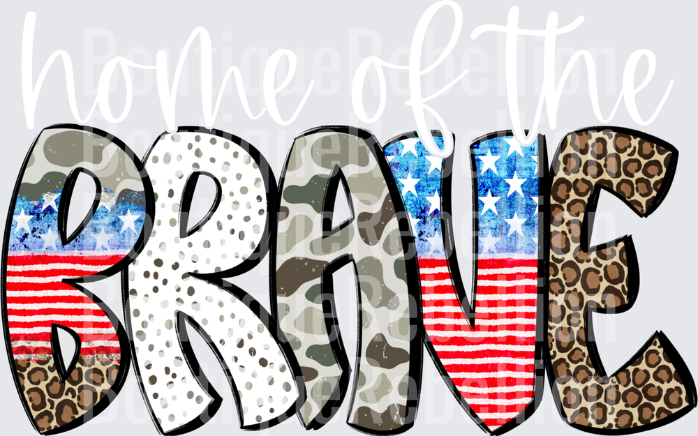Home of the Brave White Single DTF Transfer