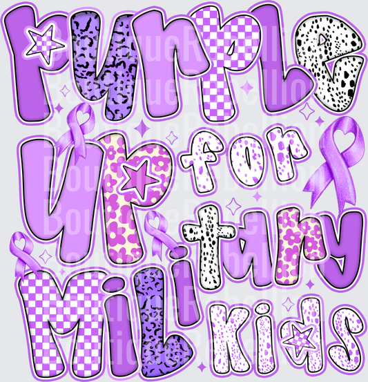Purple Up For Military Kids Bubble Text