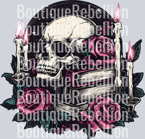 Skull Book Stack Single DTF Transfer
