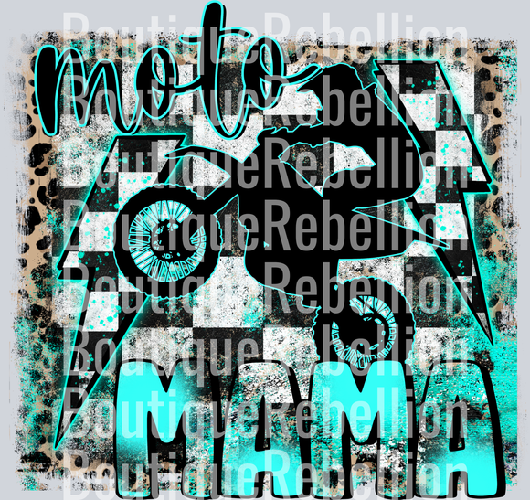 Moto Mama Teal Single DTF Transfer