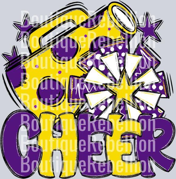Purple & Yellow Cheer Single DTF Transfer