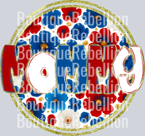 Mommy Red White & Blue Floral Single DTF Transfer