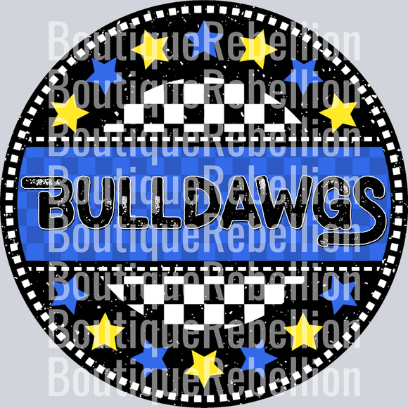 Bulldawgs Star Checkered Circle Single DTF Transfer