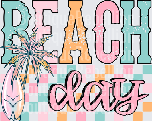 Beach day checkered Single DTF Transfer