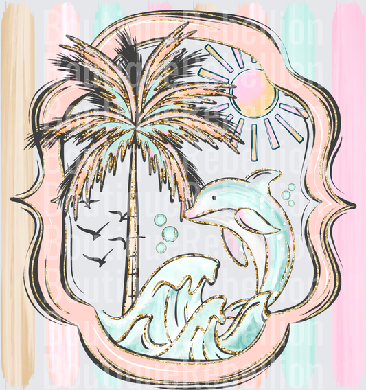 Dolphin Frame Single DTF Transfer