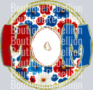 Mom Red White & Blue Floral Single DTF Transfer