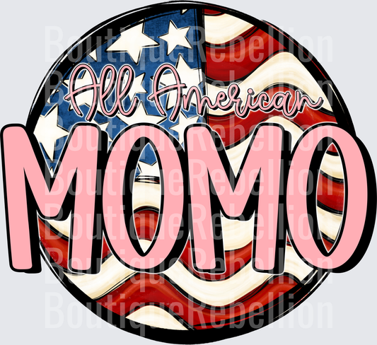 All American MOMO Patriotic Flag Circle Design Single DTF Transfer