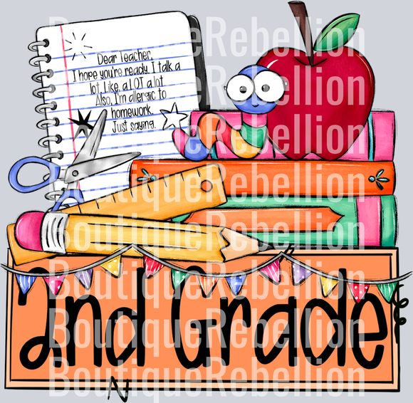 School Grade Nameplate 2nd Grade Single DTF Transfer