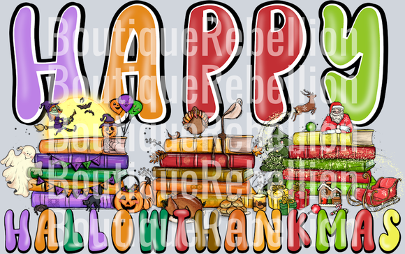 Bookish Happy Hallowthankmas Single DTF Transfer