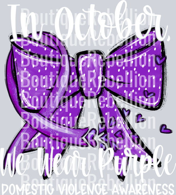 Domestic Violence Awareness White Text Single DTF Transfer