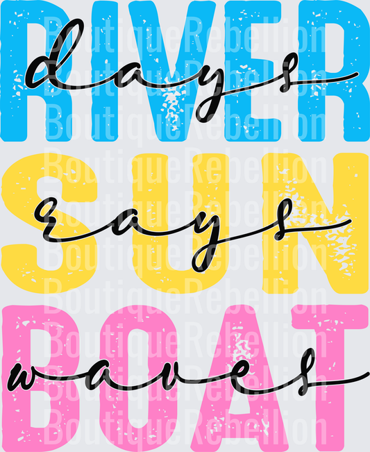 River sun boat black Single DTF Transfer