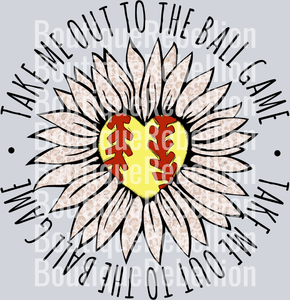 Flower Softball Take Me Out Single DTF Image