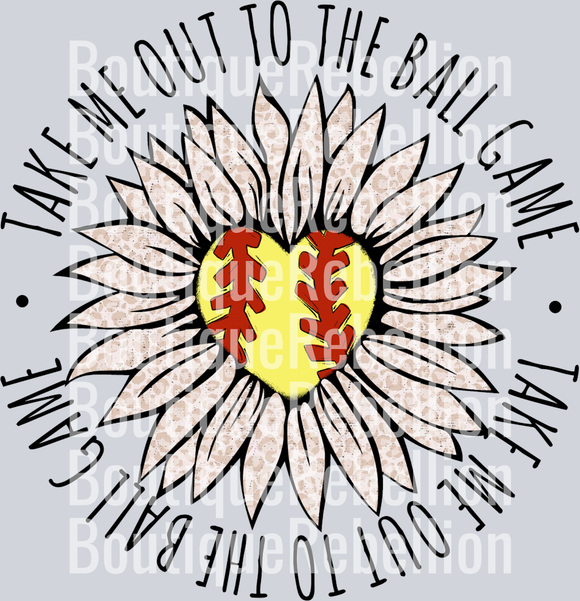 Flower Softball Take Me Out Single DTF Image