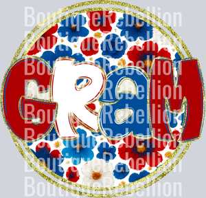 Gram Red White & Blue Floral Single DTF Transfer