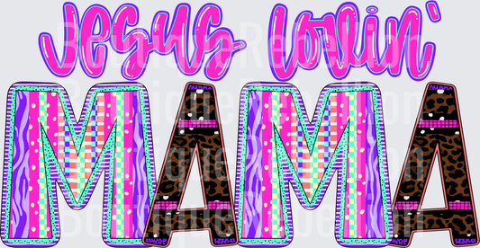 Jesus Lovin' Mama Colorful Leopard Print Single DTF Transfer