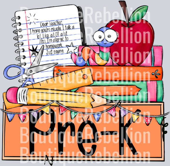 School Grade Nameplate PreK Single DTF Transfer