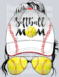 Softball Messy Bun Single DTF Image