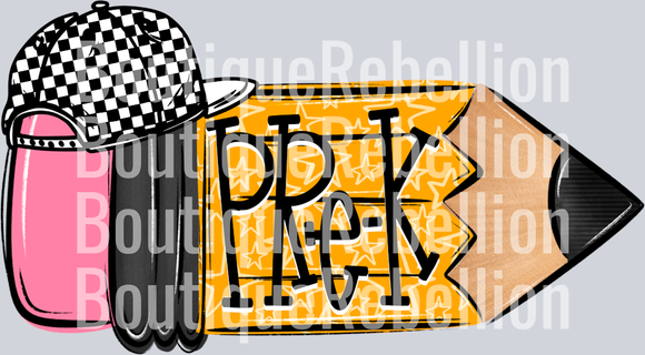 School Pencil Doodle Boy PreK Single DTF Transfer