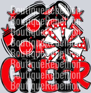 Red & Black Cheer Single DTF Transfer