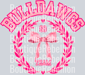 BULLDAWGS Pink Bow Coquette Single DTF Transfer