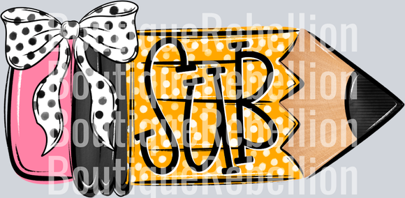 School Pencil Doodle Sub Single DTF Transfer