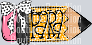 School Pencil Doodle Para Single DTF Transfer