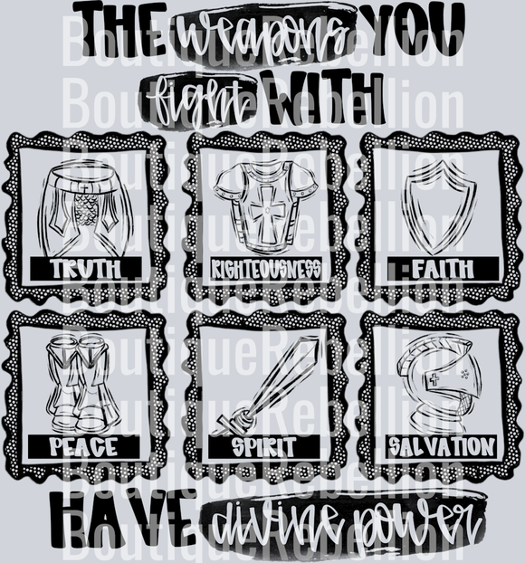 Armor of God Black Text Single DTF Transfer