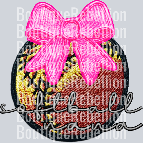 Softball Nana Faux Embroidered Patch Single DTF Image
