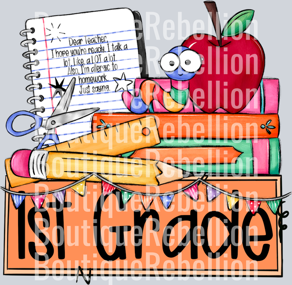 School Grade Nameplate 1st Grade Single DTF Transfer