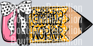 School Pencil Doodle Cafeteria Worker Single DTF Transfer