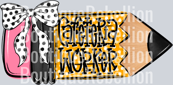 School Pencil Doodle Cafeteria Worker Single DTF Transfer