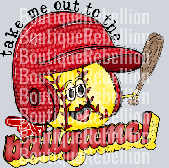 Take Me Out Softball Red 2 Single DTF Image