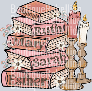 Woman of the Bible Book Stack Single DTF Transfer