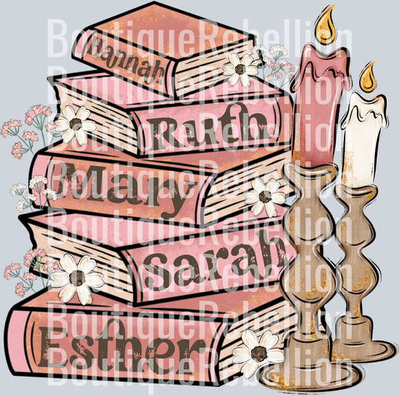 Woman of the Bible Book Stack Single DTF Transfer